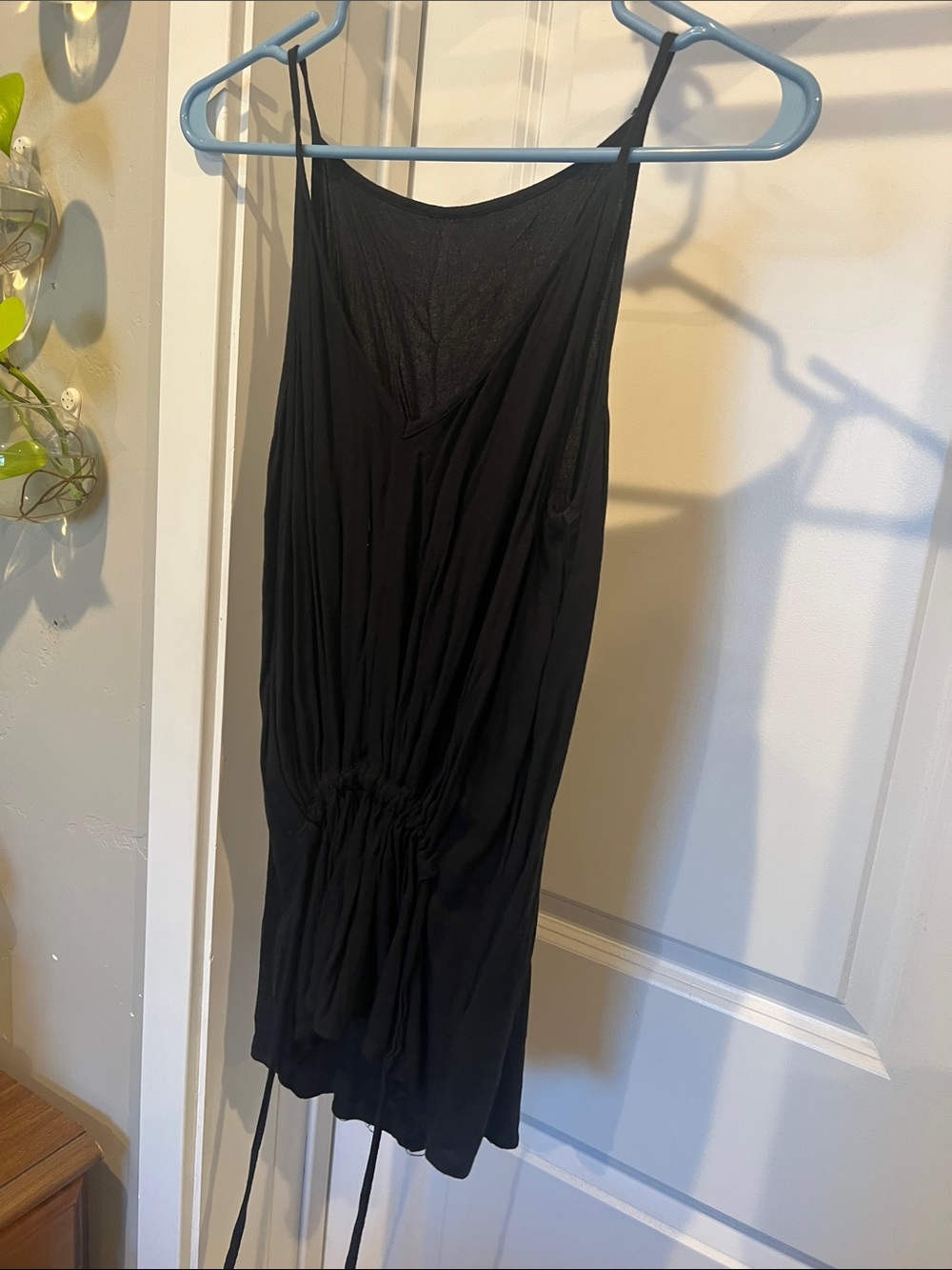 AllSaints Black Cinch-Waist Slip tank